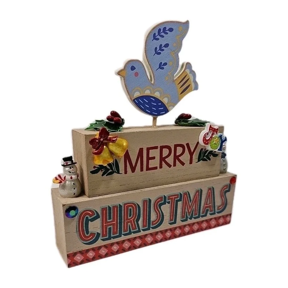 SOLID WOOD MERRY CHRISTMAS    Shelf or‎ Hang Up